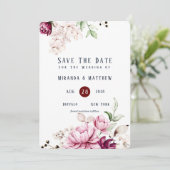 Dusty Rose und Pink Peony speichern die Datumskart Einladung (Stehend Vorderseite)