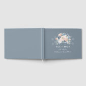 Dusty Rose und Slate Blue Floral Wedding Gästebuch (Voll)