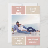 Dusty Rose und taupe Farbe Block Hochzeit Save The Date (Vorderseite)