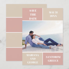 Dusty Rose und taupe Farbe Block Hochzeit Save The Date