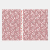 Dusty Rose und weiß Frohe Weihnachtsbäume Urlaub Geschenkpapier Set (Vorderseite)