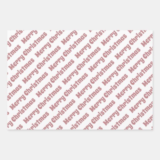 Dusty Rose und weiße Bäume Frohe Weihnachtsfeierta Geschenkpapier Set (Vorderseite 3)