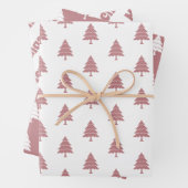 Dusty Rose und weiße Bäume Frohe Weihnachtsfeierta Geschenkpapier Set (Beispiel)