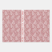 Dusty Rose und weiße Weihnachtsbäume Roter Name Geschenkpapier Set (Vorderseite 3)