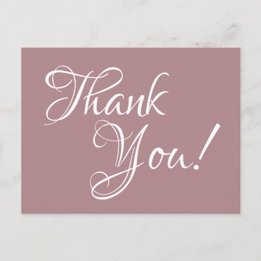 Dusty Rose und White Calligraphy Vielen Dank Postkarte (Vorderseite)
