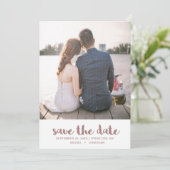 Dusty Rose und White Polka Dots Foto Save The Date (Stehend Vorderseite)