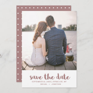Dusty Rose und White Polka Dots Foto Save The Date