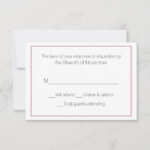 Dusty Rose und White Wedding Response Card RSVP Karte (Vorderseite)