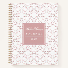 Dusty Rose Vine Pattern Journal | Custom Name Notizblock