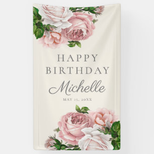 Dusty Rose Vintage Blumen Frauen Geburtstagsname Banner