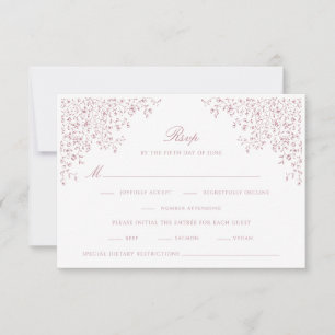 Dusty Rose Vintage Blumenstrauß Art RSVP Karte