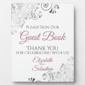 Dusty Rose w/ Frills Sign Our Guest Book Wedding Fotoplatte (Vorderseite)
