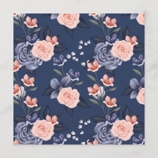 Dusty Rose Wasserfarbe Blumenmodisch Moderne rosa Menükarte (Rückseite)