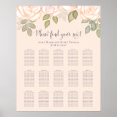 Dusty Rose Wasserfarbe Hochzeitstabelle Poster (Vorne)