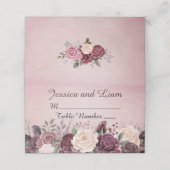Dusty Rose Wasserfarben Platzkarte (Außenseite Aufgefaltet)