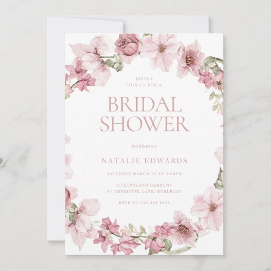 Dusty Rose Wasserfarbenes Brautparty Einladung (Vorderseite)