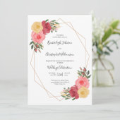 Dusty Rose Wasserfarbengeometrische Hochzeit Einladung (Stehend Vorderseite)