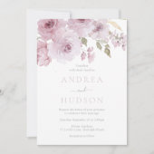 Dusty Rose Watercolor Blume Hochzeit Einladung (Vorderseite)