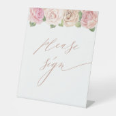 Dusty Rose Watercolor Floral Wedding Gästebuch Sockelschild (Vorderseite)