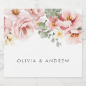 Dusty Rose Watercolor Floral Wedding Schaumweinetikett (Einzelnes Label)