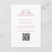 Dusty Rose Watercolor Monogram QR Code/UAWG Online Begleitkarte (Vorderseite)