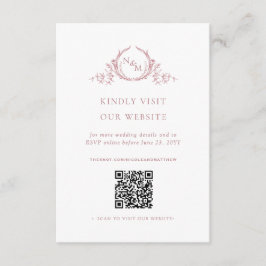Dusty Rose Watercolor Monogram QR Code/UAWG Online Begleitkarte