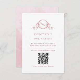 Dusty Rose Watercolor Monogram QR Code/UAWG Online Begleitkarte