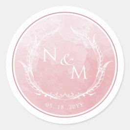 Dusty Rose Watercolor Monogram Umschlag Aufkleber/ Runder Aufkleber