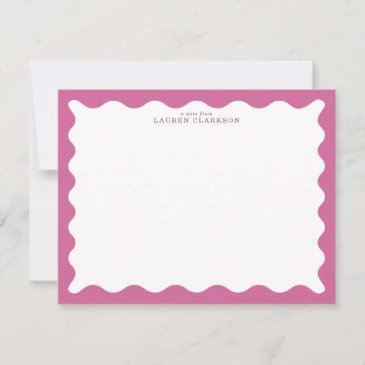 Dusty Rose Wavy Frame Note Card Einladung (Vorderseite)