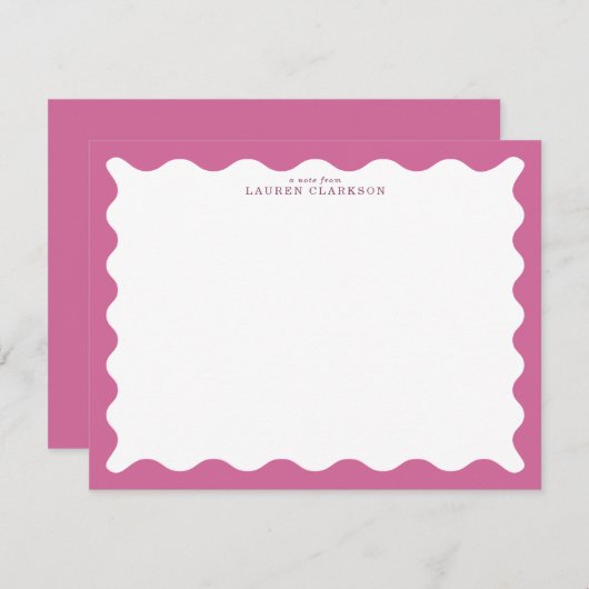 Dusty Rose Wavy Frame Note Card Einladung (Vorne/Hinten)