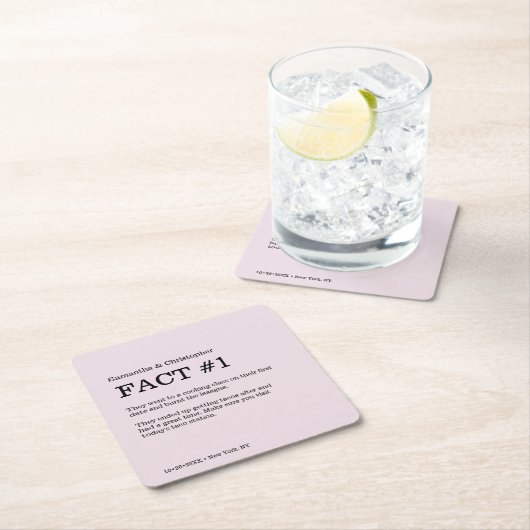 Dusty Rose Wedding Custom Fun Fakt Rechteckiger Pappuntersetzer (Vor Ort)