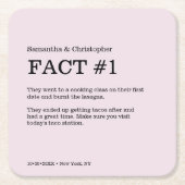 Dusty Rose Wedding Custom Fun Fakt Rechteckiger Pappuntersetzer (Vorderseite)