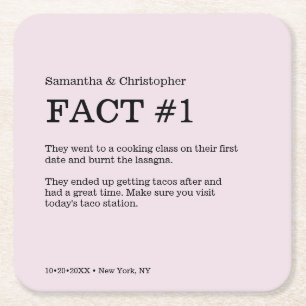 Dusty Rose Wedding Custom Fun Fakt Rechteckiger Pappuntersetzer