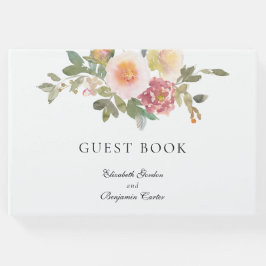 Dusty Rose Wedding Elegante Blumenschrift Custom Gästebuch