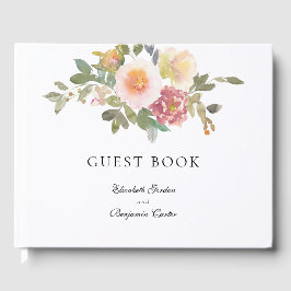 Dusty Rose Wedding Elegante Blumenschrift Custom Gästebuch