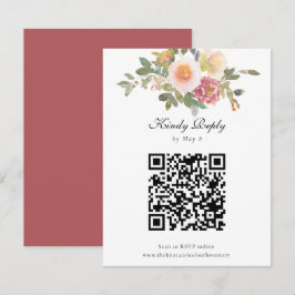 Dusty Rose Wedding Elegante Floral QR Code Online RSVP Karte