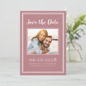 Dusty Rose Wedding Foto Einfache Verlobung Moderne Save The Date (Stehend Vorderseite)