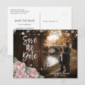 Dusty Rose Wedding Foto Save the Date Ankündigungspostkarte (Vorne/Hinten)