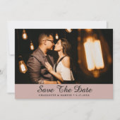 Dusty Rose Wedding Foto Speichern Sie die Datumska Save The Date (Vorderseite)