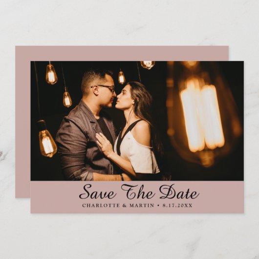 Dusty Rose Wedding Foto Speichern Sie die Datumska Save The Date (Vorne/Hinten)