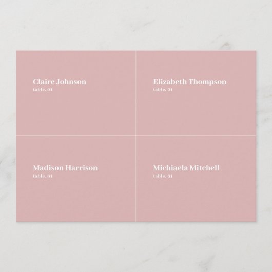 Dusty Rose Wedding Platzkarte DIY (Vorderseite)