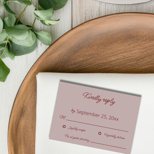 Dusty Rose Wedding RSVP Card Dankeskarte