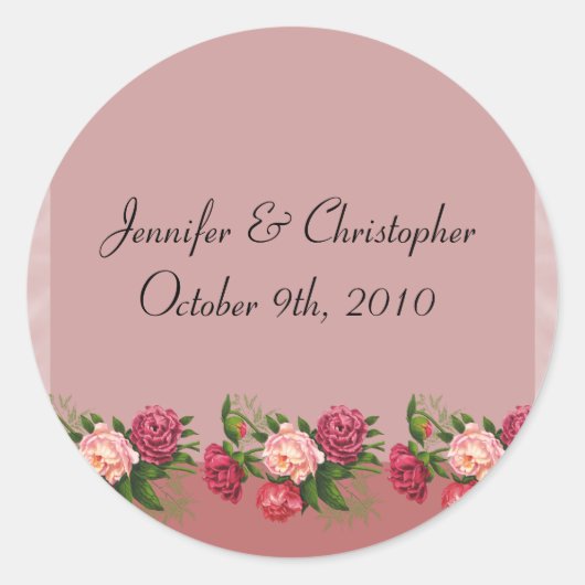 Dusty Rose Wedding Runder Aufkleber (Vorderseite)