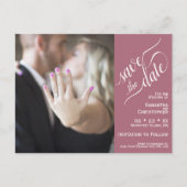 Dusty Rose Wedding Save the Date Foto Calligrafy Ankündigungspostkarte (Vorderseite)