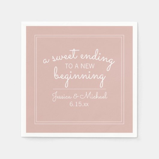 Dusty Rose Wedding Sweet Ending New Begin Serviette (Vorderseite)