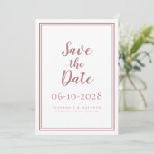 Dusty Rose Wedding Verlobung Moderne Minimalistisc Save The Date (Stehend Vorderseite)