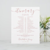 Dusty Rose Wedding Zeitplan Reisezeitplan (Stehend Vorderseite)