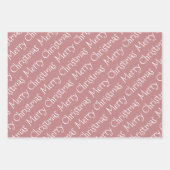 Dusty Rose Weihnachtstypografie - Moderner Urlaub Geschenkpapier Set (Vorderseite)
