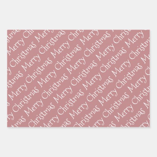 Dusty Rose Weihnachtstypografie - Moderner Urlaub Geschenkpapier Set (Vorderseite)