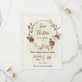 Dusty Rose & weiße Blume botanische Hochzeit Save The Date